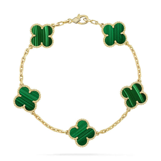 [OAK JURI]CLOVER 5 MOTIFS MALACHITE BRACELET
