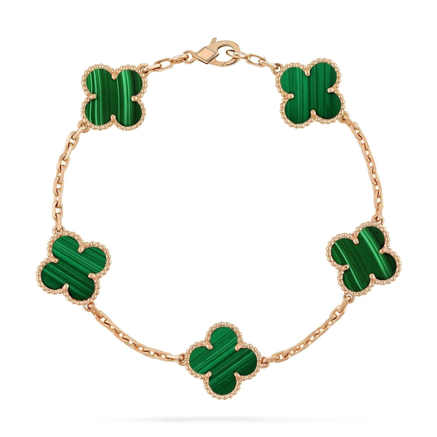 [OAK JURI]CLOVER 5 MOTIFS MALACHITE BRACELET