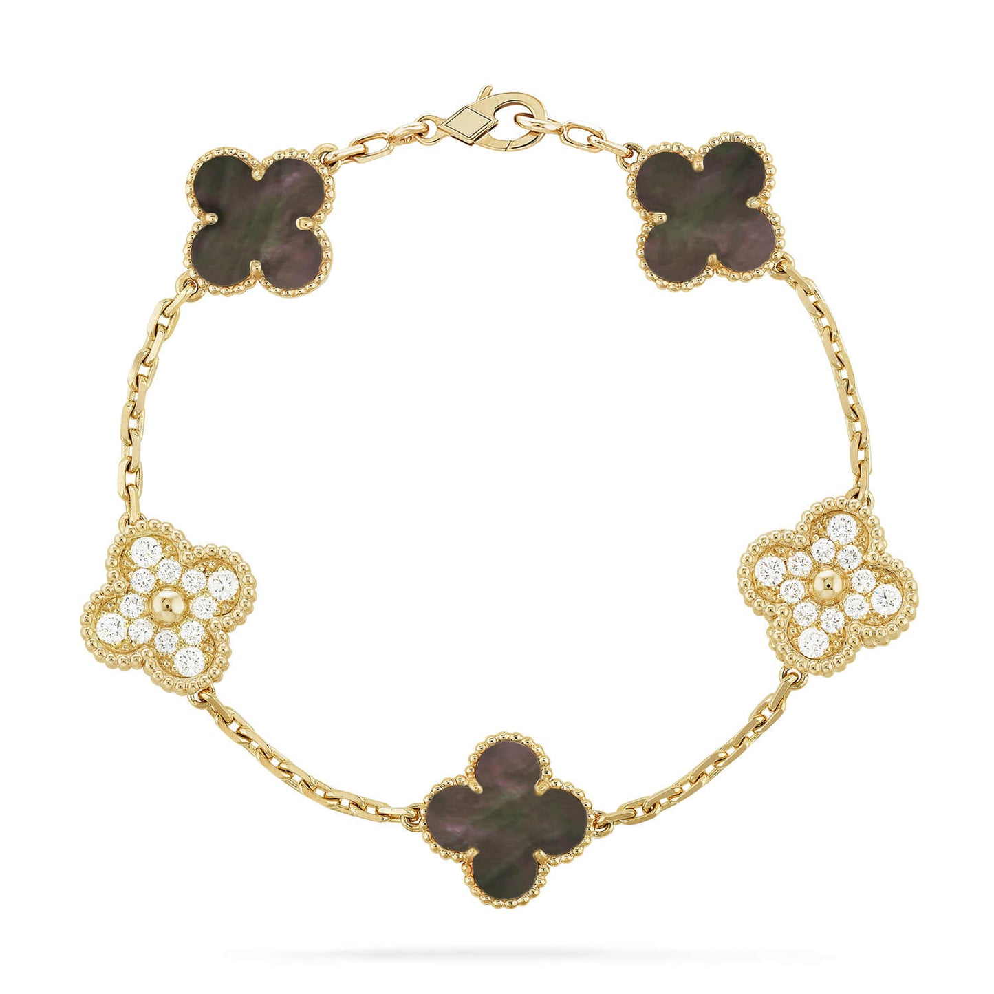 [OAK JURI]CLOVER 5 MOTIF GRAY MOP DIAMOND BRACELET