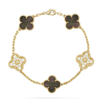 [OAK JURI]CLOVER 5 MOTIF GRAY MOP DIAMOND BRACELET