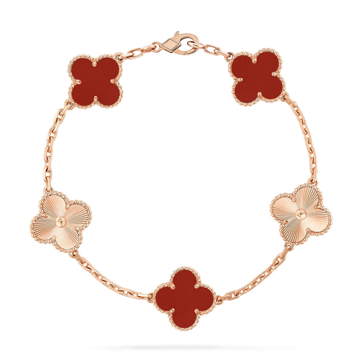 [OAK JURI]CLOVER  5 MOTIFS CARNELIAN GOLD BRACELET