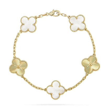 [OAK JURI]CLOVER BRACELET 5 MOTIF WHITE MOP PINK GOLD
