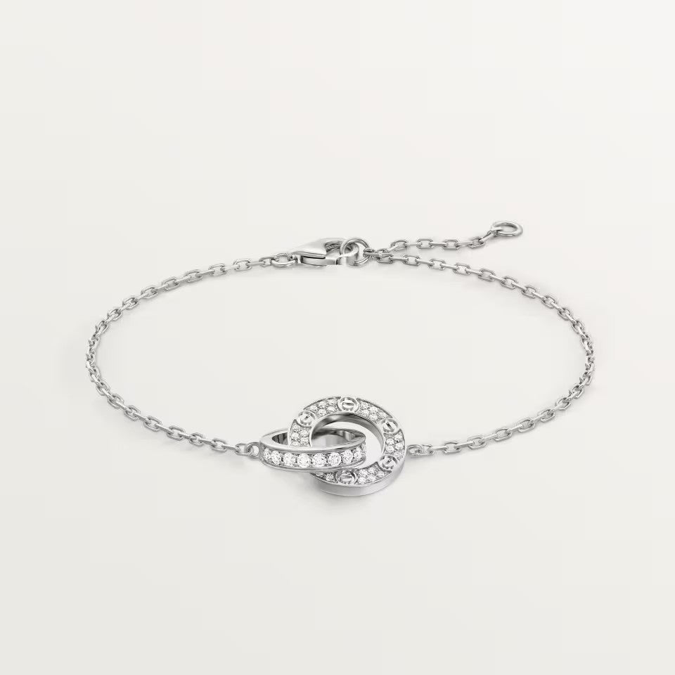 [OAK JURI]LOVE DOUBLE RING FULL DIAMOND BRACELET