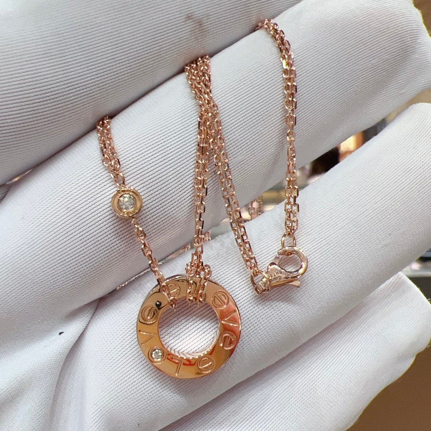 [OAK JURI]LOVE NECKLACE 16MM 2 DIAMONDS