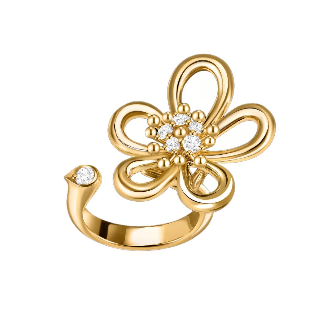 [OAK JURI]  FLOWERLACE OPEN RING 5 DIAMONDS