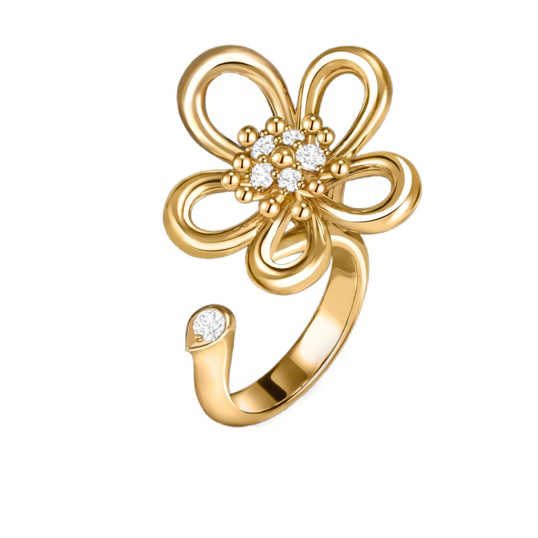 [OAK JURI]  FLOWERLACE OPEN RING 5 DIAMONDS