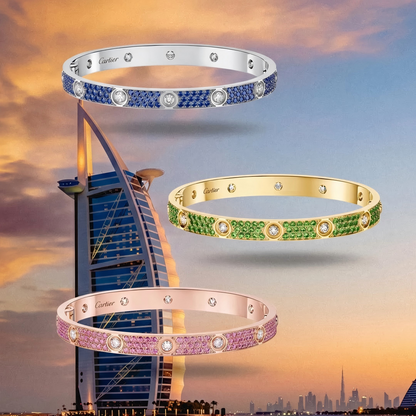 [OAK JURI]2026 PAVE GEMSTONE LOVE BRACELET 6.1MM 10 DIAMONDS
