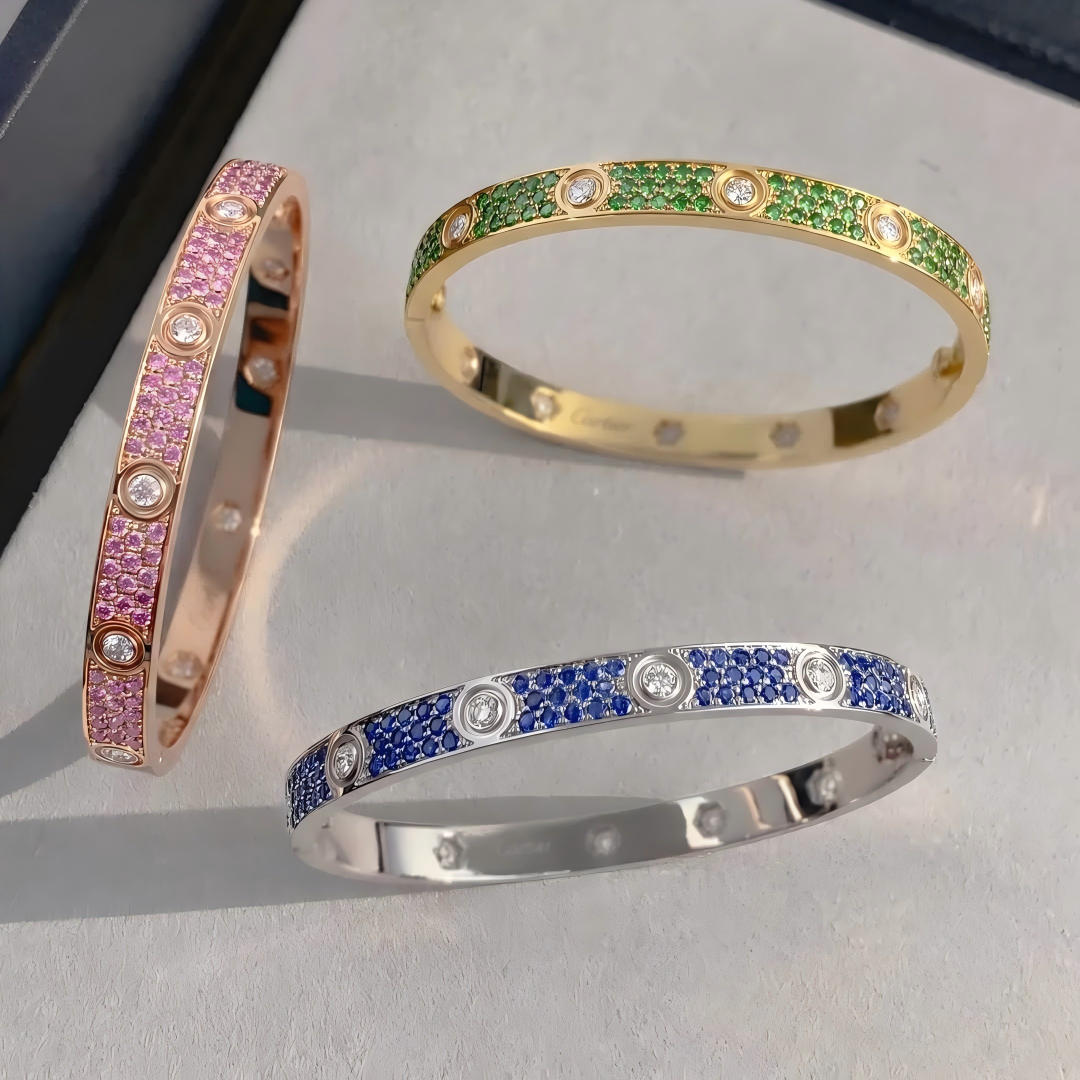 [OAK JURI]2026 PAVE GEMSTONE LOVE BRACELET 6.1MM 10 DIAMONDS