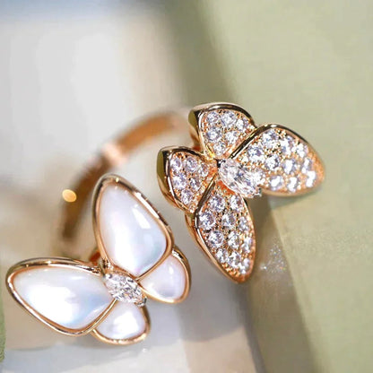 [OAK JURI]TWIN BUTTERFLY DIAMOND MOP RING
