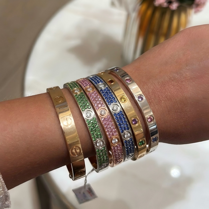 [OAK JURI]2026 PAVE GEMSTONE LOVE BRACELET 6.1MM 10 DIAMONDS