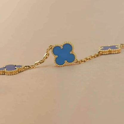[OAK JURI] CLOVER 5 MOTIF BLUE AGATE BRACELET COLLECTION