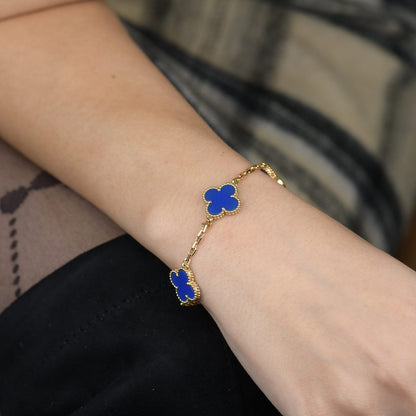 [OAK JURI]CLOVER 5 MOTIFS BLUE AGATE BRACELET