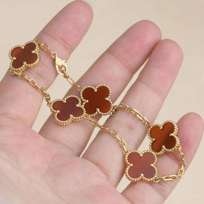 [OAK JURI] CLOVER 5 MOTIF RED CORNELIAN BRACELET COLLECTION