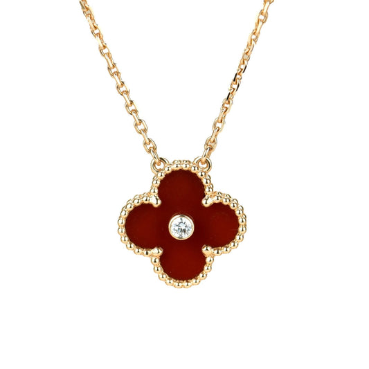 [OAK JURI]CLOVER 15MM DIAMOND CARNELIAN NECKLACE