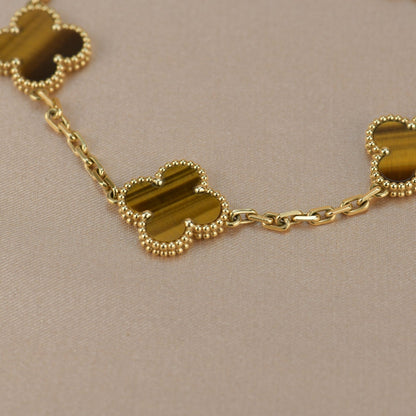 [OAK JURI]CLOVER  5 MOTIFS TIGER EYE BRACELET
