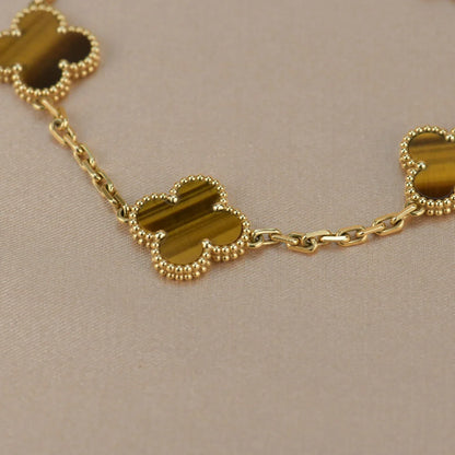 [OAK JURI] CLOVER 5 MOTIFS TIGER EYE BRACELET COLLECTION