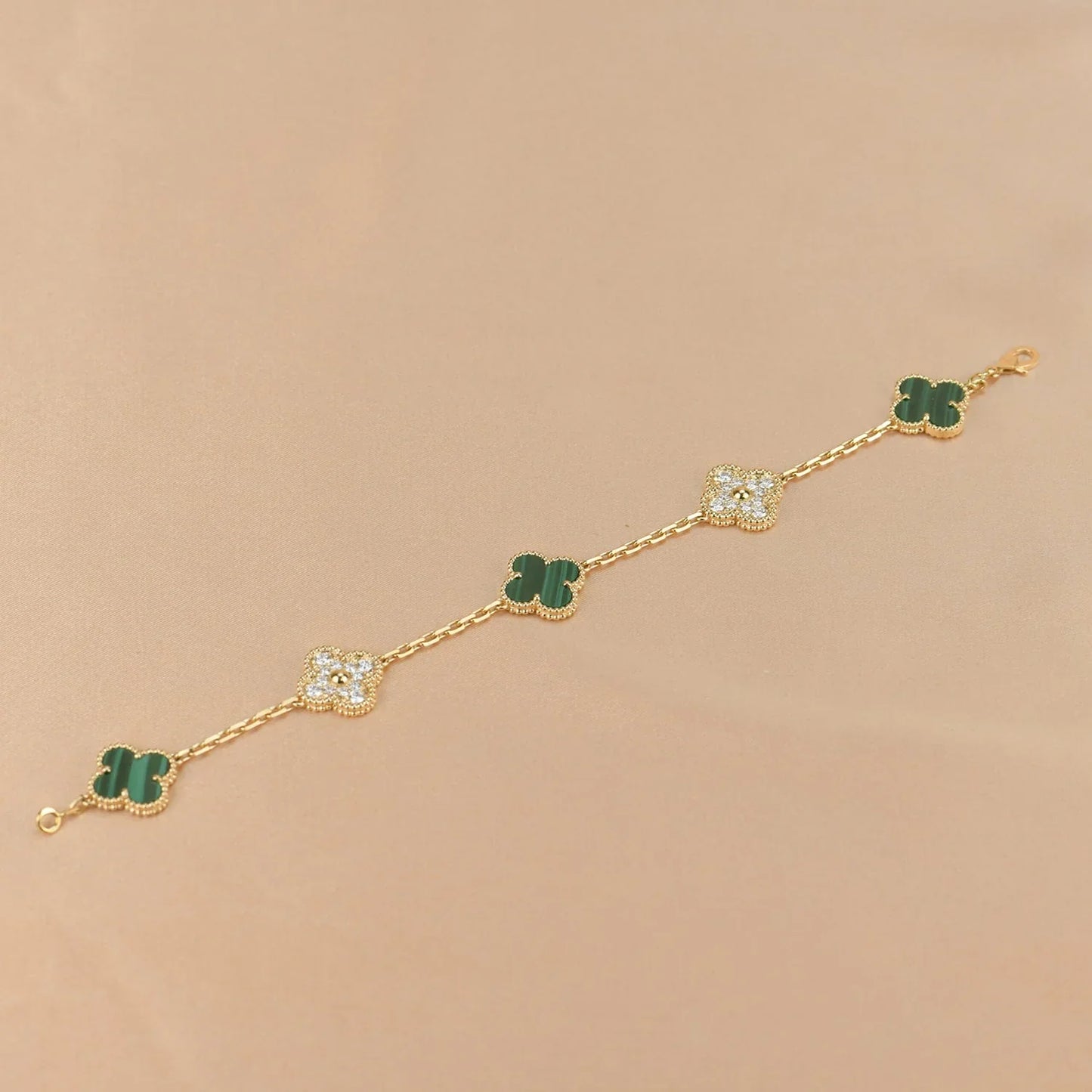[OAK JURI] CLOVER 5 MOTIF MALACHITE BRACELET COLLECTION