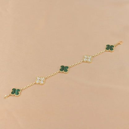 [OAK JURI] CLOVER 5 MOTIF MALACHITE BRACELET COLLECTION