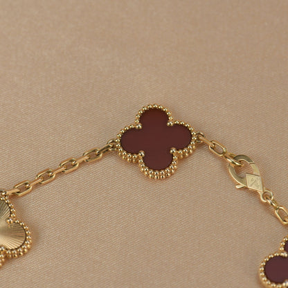 [OAK JURI]CLOVER  5 MOTIFS CARNELIAN GOLD BRACELET