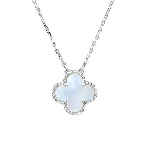 [OAK JURI]CLOVER  15MM WHITE MOTHER-OF-PEARL SILVER