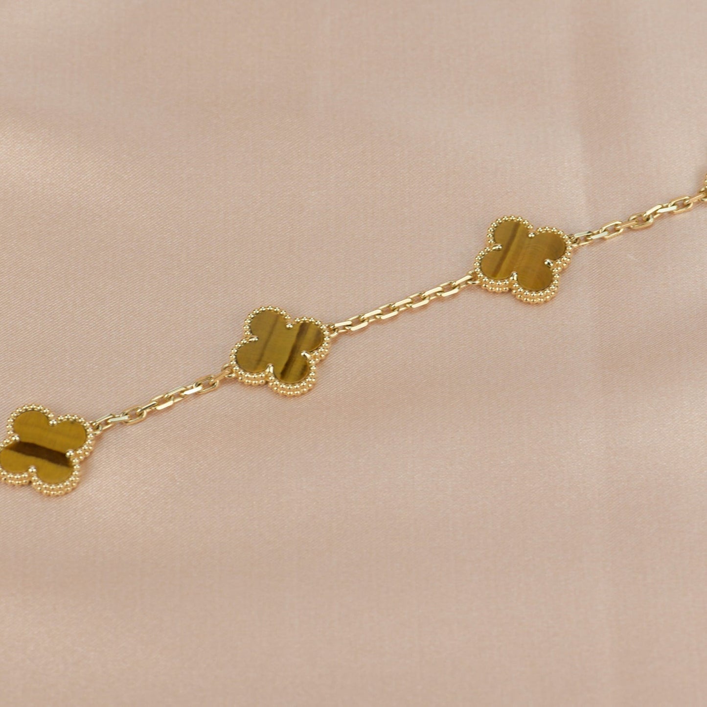 [OAK JURI]CLOVER  5 MOTIFS TIGER EYE BRACELET