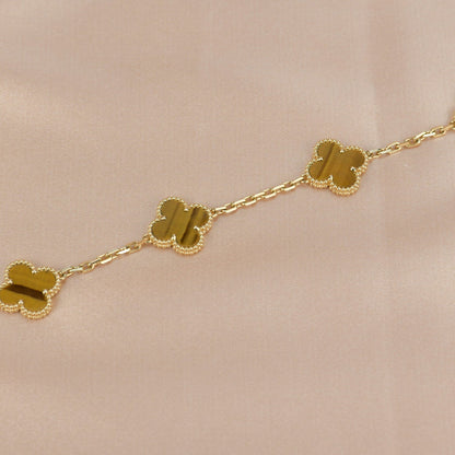 [OAK JURI]CLOVER  5 MOTIFS TIGER EYE BRACELET