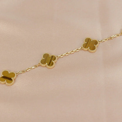 [OAK JURI] CLOVER 5 MOTIFS TIGER EYE BRACELET COLLECTION