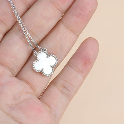 [OAK JURI]CLOVER  15MM WHITE MOTHER-OF-PEARL SILVER