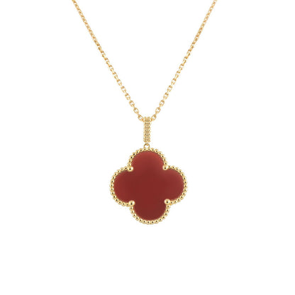 [OAK JURI]CLOVER 25MM NECKLACE GOLD CARNELIAN