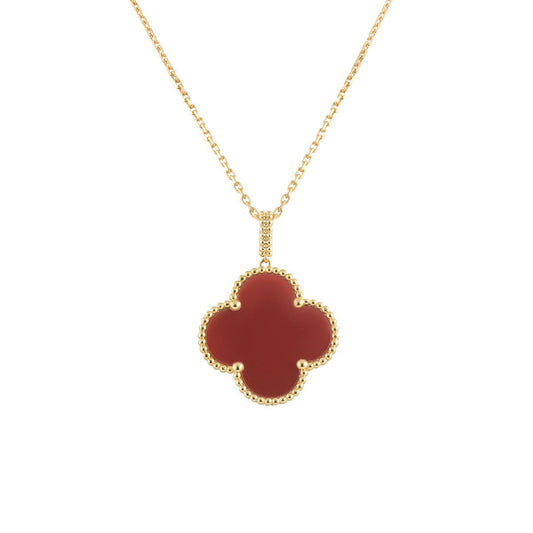 [OAK JURI]CLOVER 25MM NECKLACE GOLD CARNELIAN