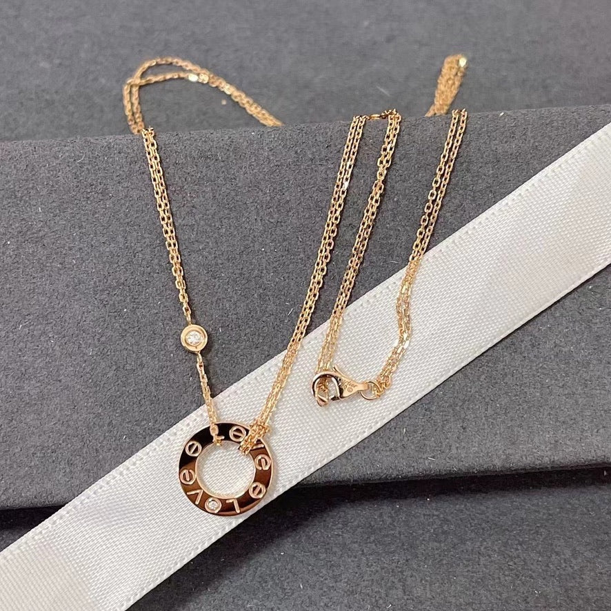 [OAK JURI]LOVE NECKLACE 16MM 2 DIAMONDS