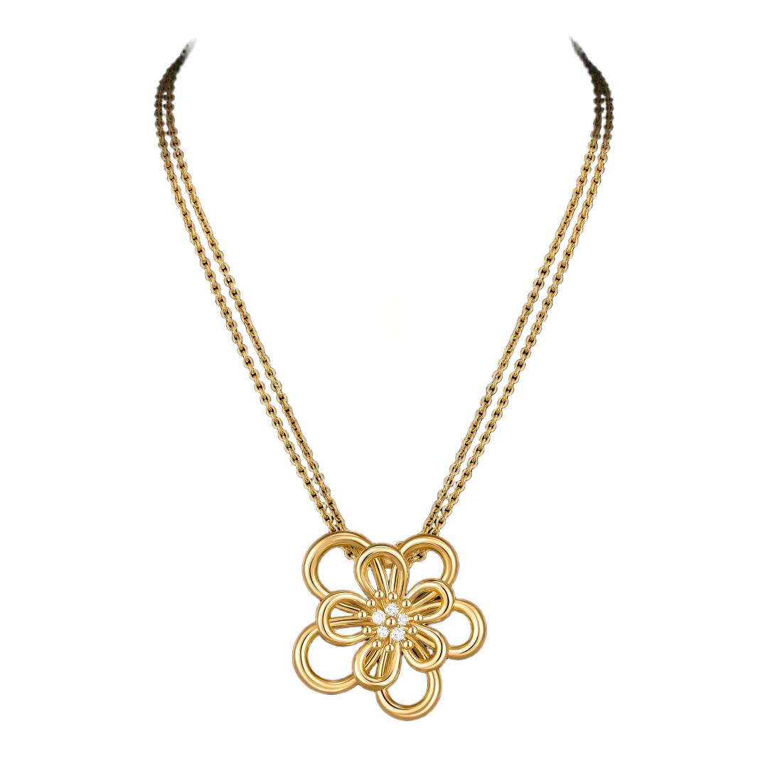 [OAK JURI]FLOWERLACE NECKLACE 5 DIAMONDS