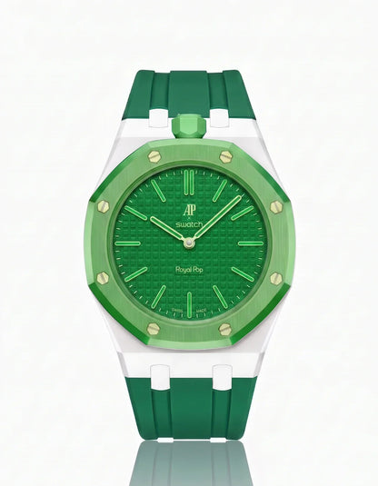 Silicone Strap & Bioceramic Case  Royal Pop Green Eight(Customize  Colors)