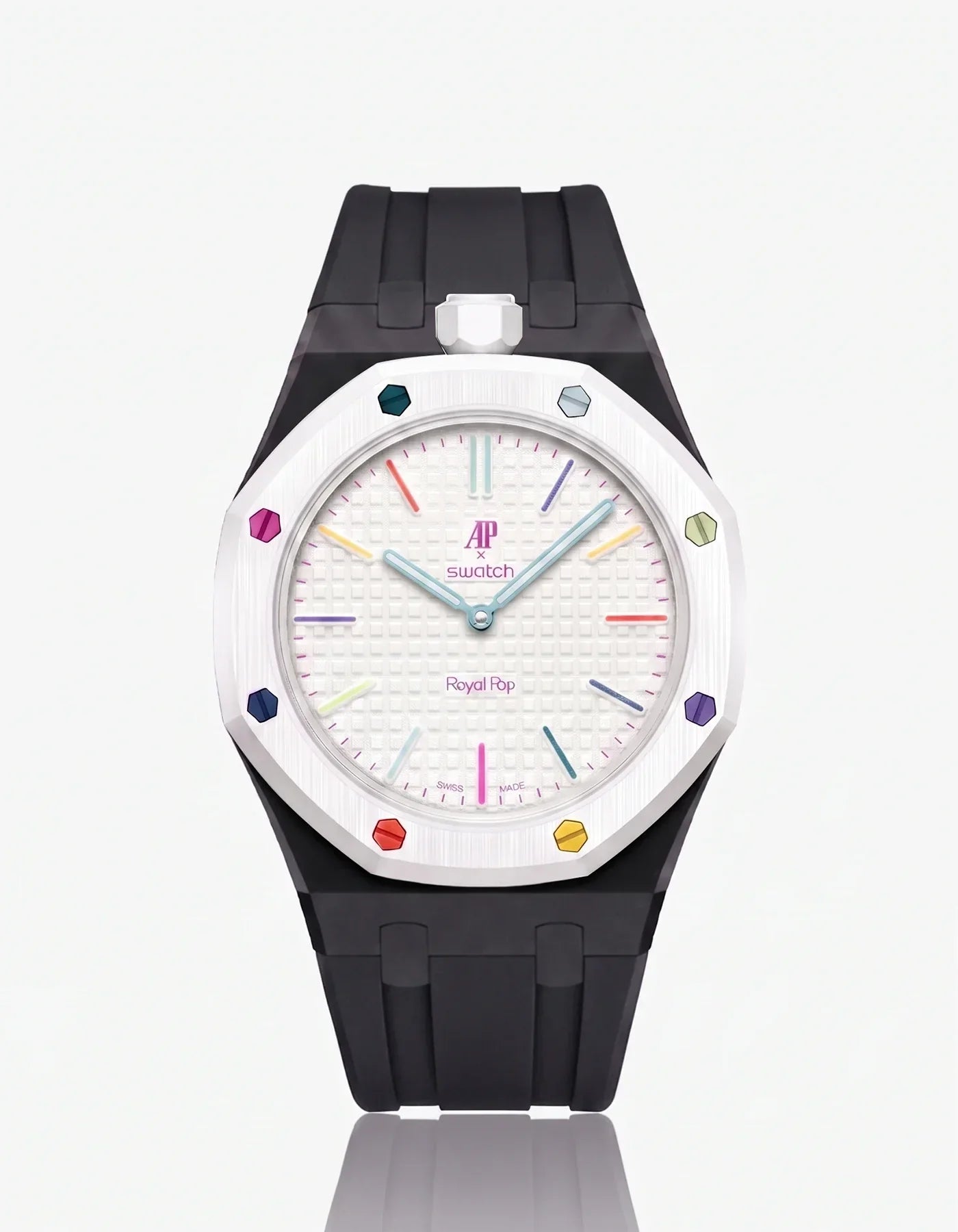 Silicone Strap & Bioceramic Case  Royal Pop Huit Blanc(Customize  Colors)