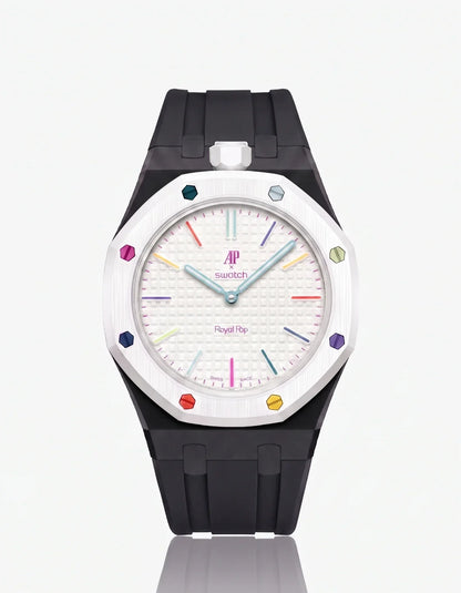 Silicone Strap & Bioceramic Case  Royal Pop Huit Blanc(Customize  Colors)