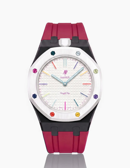 Silicone Strap & Bioceramic Case  Royal Pop Huit Blanc(Customize  Colors)