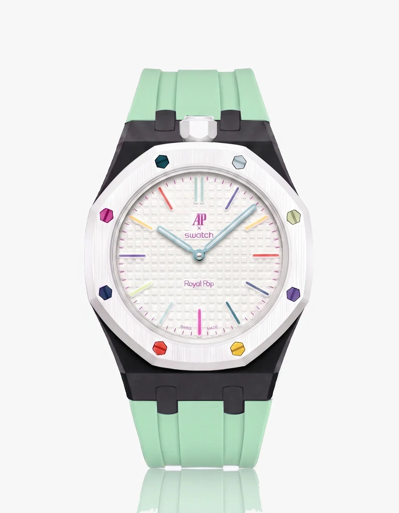 Silicone Strap & Bioceramic Case  Royal Pop Huit Blanc(Customize  Colors)