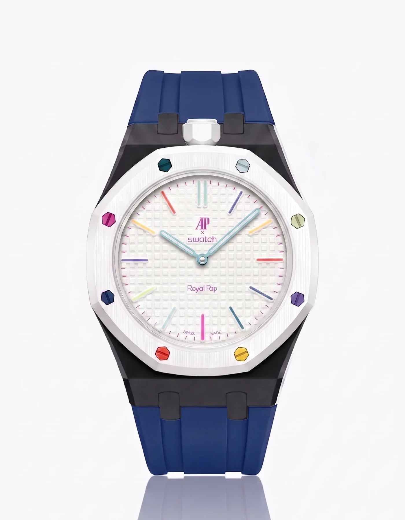 Silicone Strap & Bioceramic Case  Royal Pop Huit Blanc(Customize  Colors)