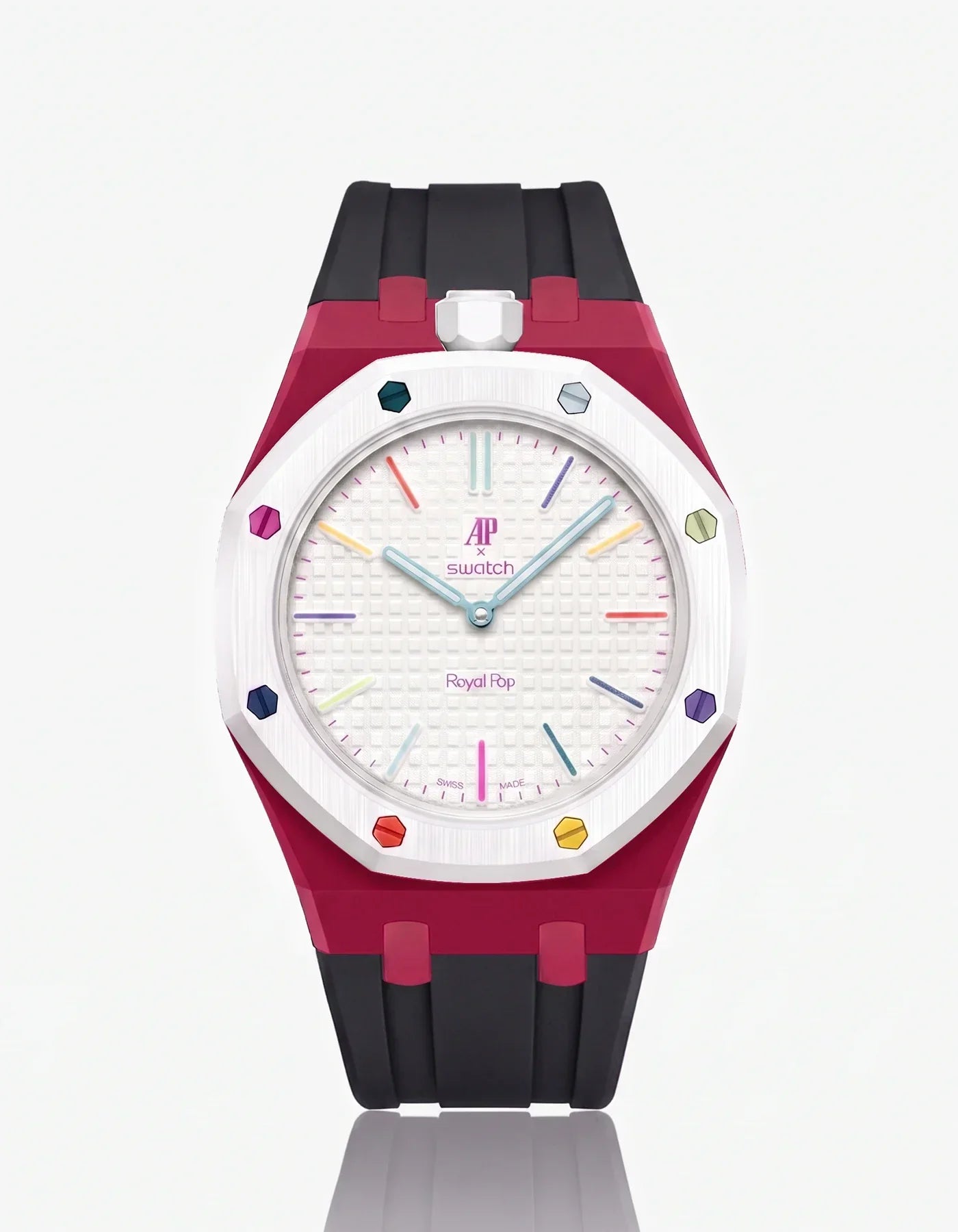 Silicone Strap & Bioceramic Case  Royal Pop Huit Blanc(Customize  Colors)