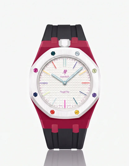 Silicone Strap & Bioceramic Case  Royal Pop Huit Blanc(Customize  Colors)