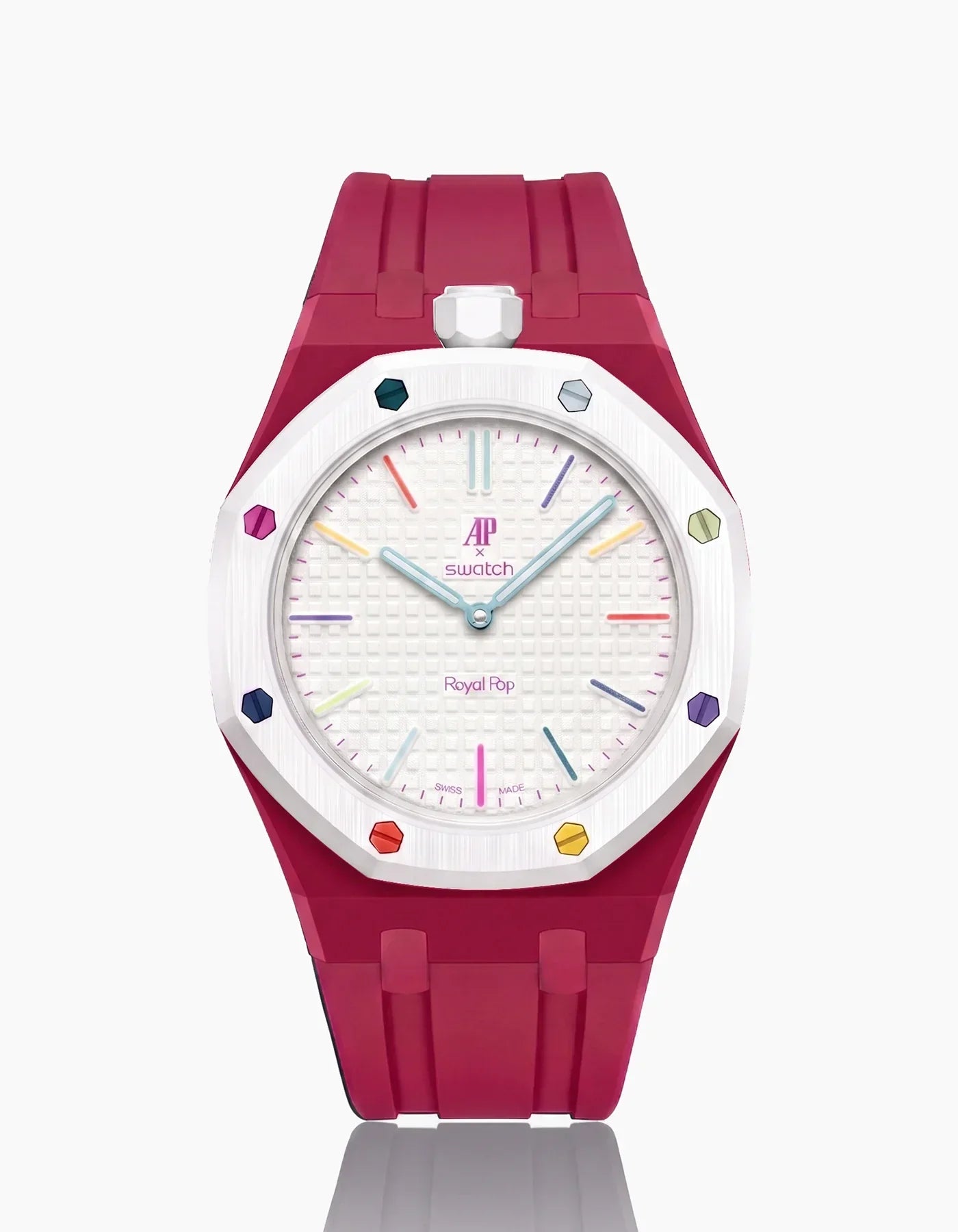 Silicone Strap & Bioceramic Case  Royal Pop Huit Blanc(Customize  Colors)