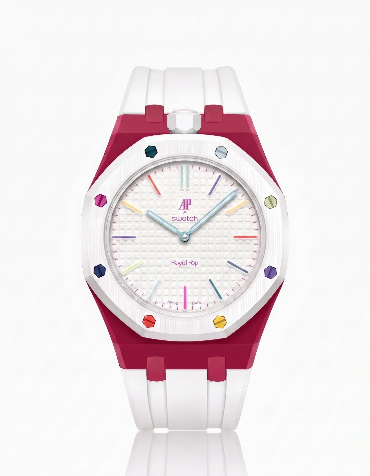 Silicone Strap & Bioceramic Case  Royal Pop Huit Blanc(Customize  Colors)
