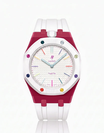 Silicone Strap & Bioceramic Case  Royal Pop Huit Blanc(Customize  Colors)