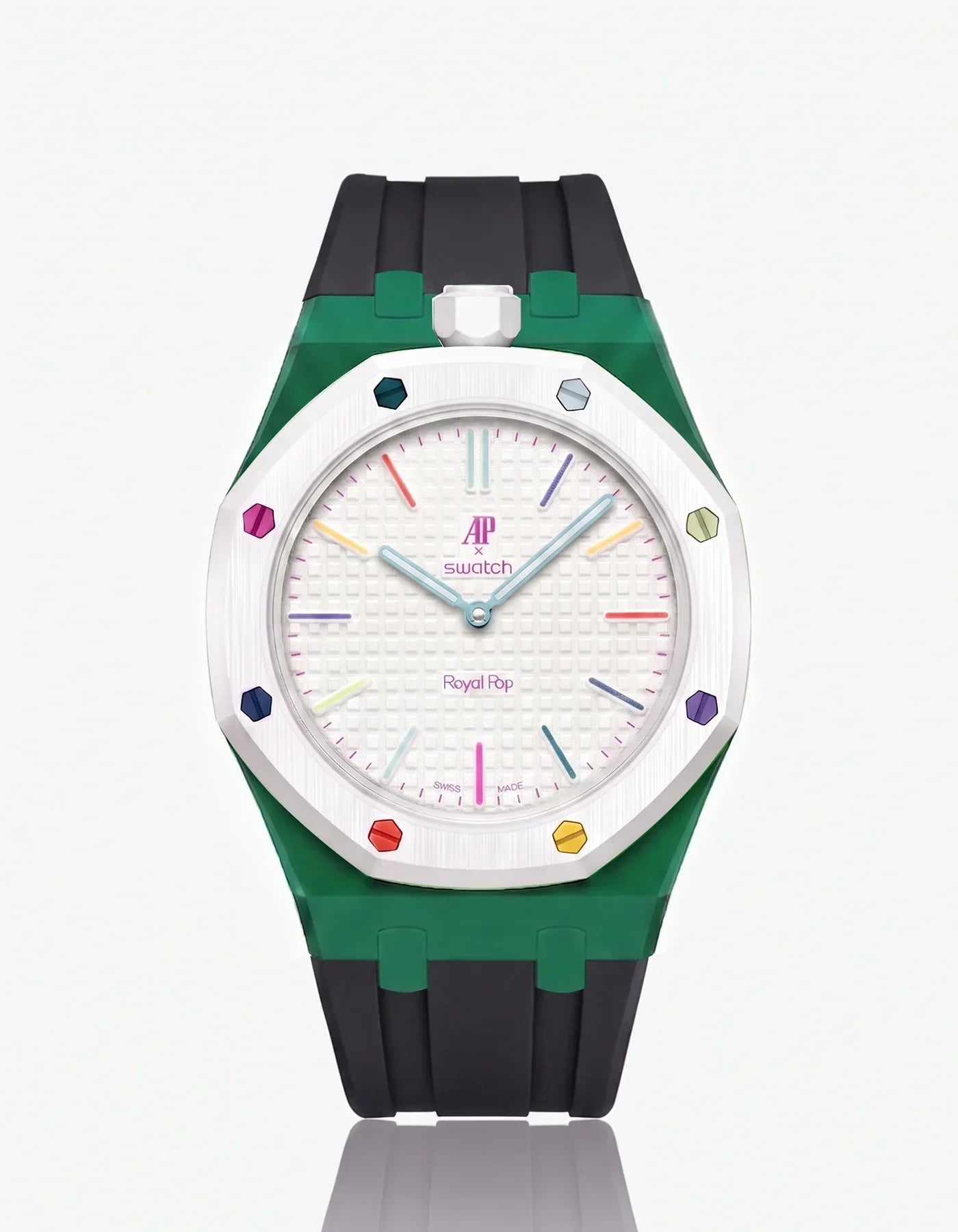 Silicone Strap & Bioceramic Case  Royal Pop Huit Blanc(Customize  Colors)