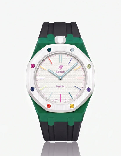 Silicone Strap & Bioceramic Case  Royal Pop Huit Blanc(Customize  Colors)