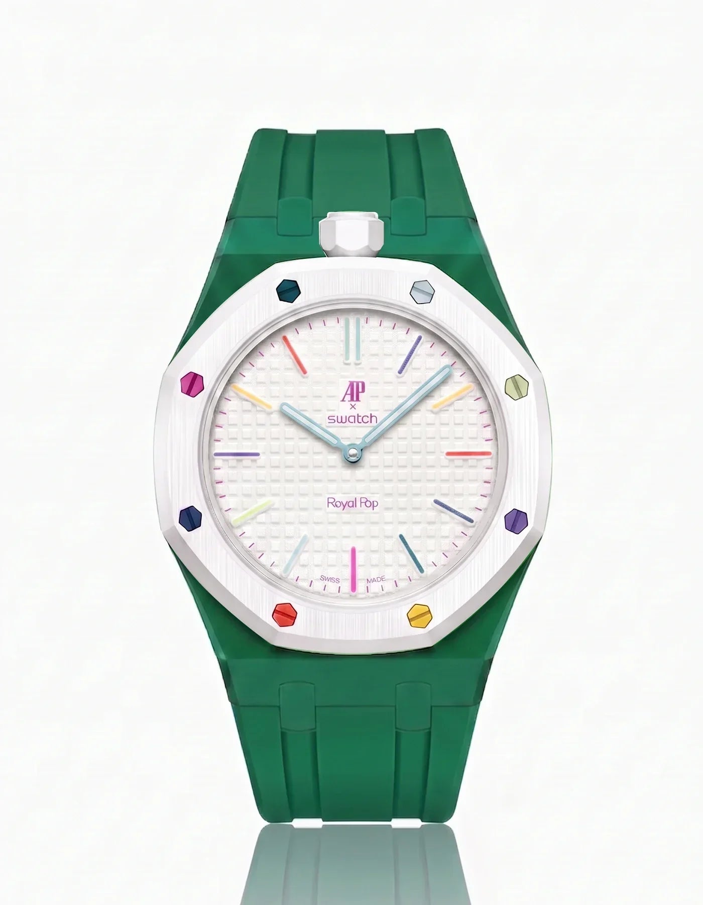 Silicone Strap & Bioceramic Case  Royal Pop Huit Blanc(Customize  Colors)