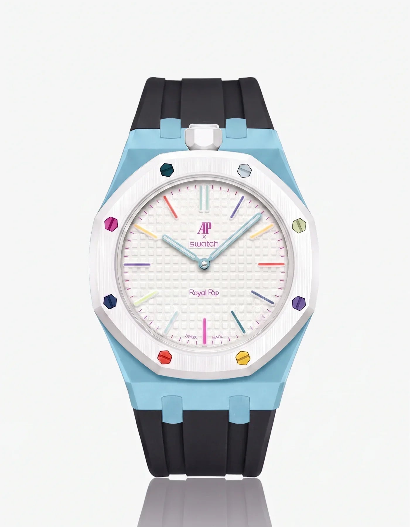 Silicone Strap & Bioceramic Case  Royal Pop Huit Blanc(Customize  Colors)