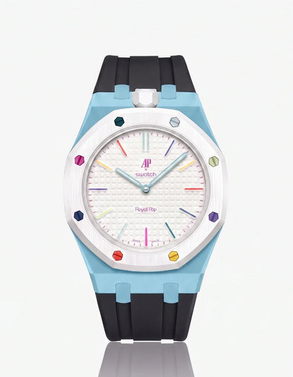 Silicone Strap & Bioceramic Case  Royal Pop Huit Blanc(Customize  Colors)