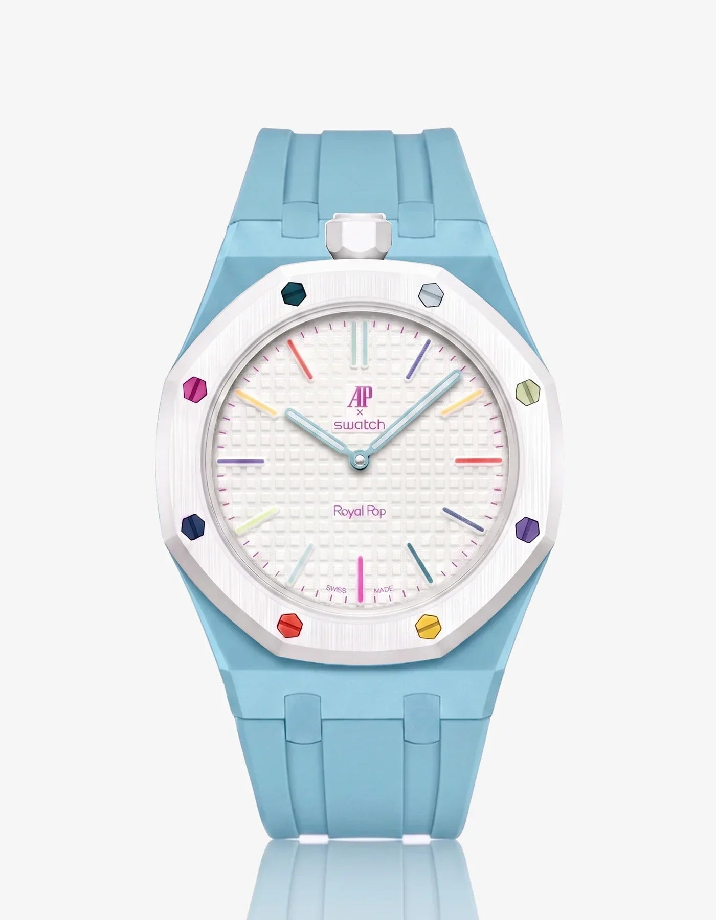 Silicone Strap & Bioceramic Case  Royal Pop Huit Blanc(Customize  Colors)