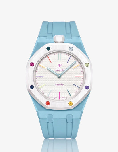 Silicone Strap & Bioceramic Case  Royal Pop Huit Blanc(Customize  Colors)